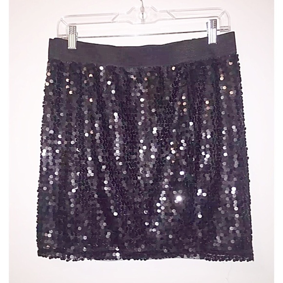 KENAR Sz M Black Sequined Mini Pencil Skirt - Picture 1 of 5